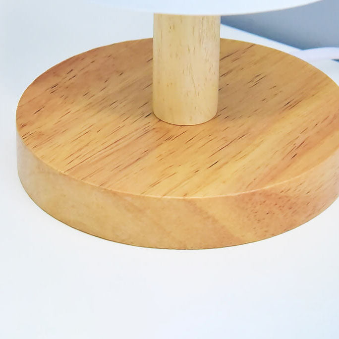Fabric Column Landscape Wood Table Lamp