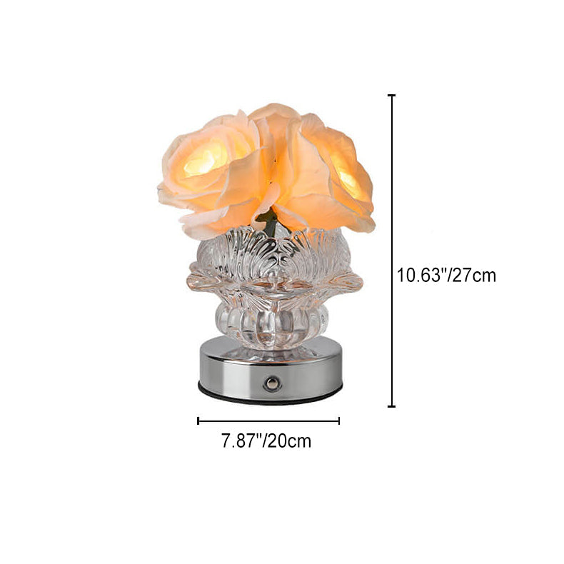 Decorative Rose Metal Glass Table Lamp