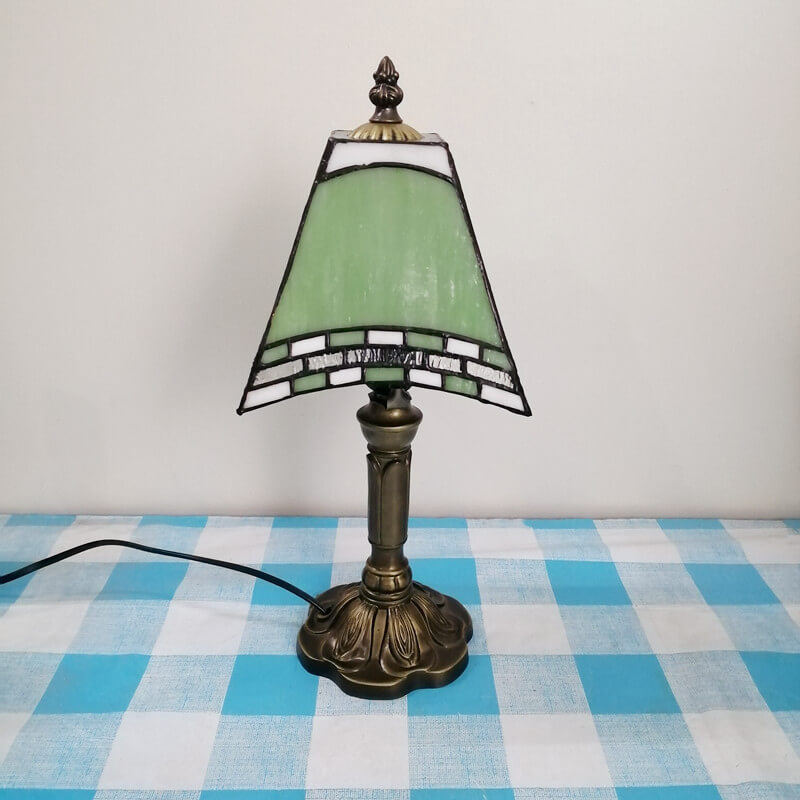 Square Stained Glass Iron Table Lamp