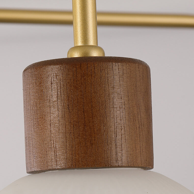 Walnut Striped Glass Dome Wall Lamp