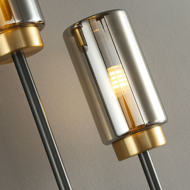 Brass Glass Cylinder Jar 2-Light Wall Lamp