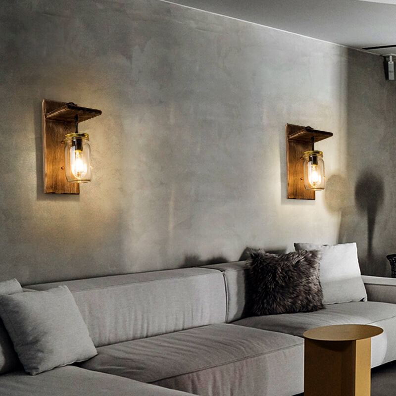 Wood Iron Wall Lamp