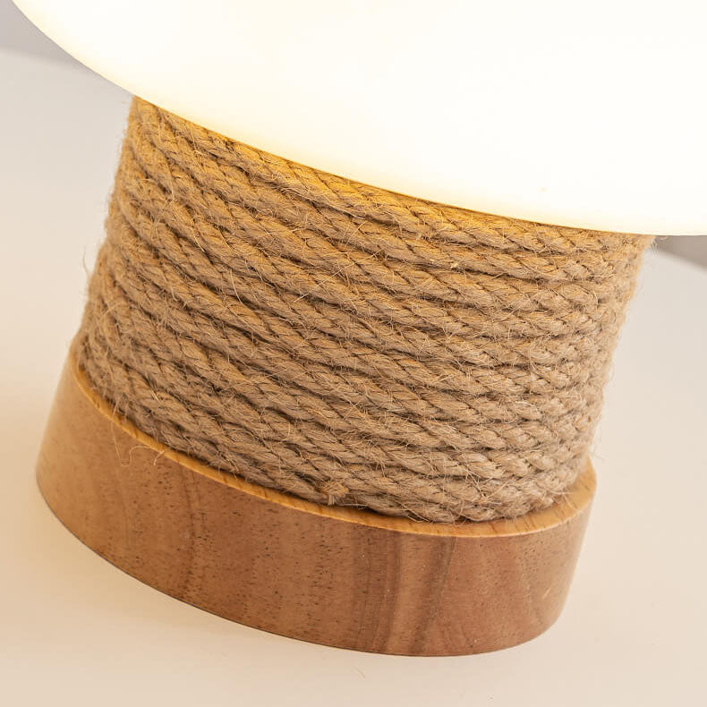 Creamy Mushroom Glass Twine Table Lamp