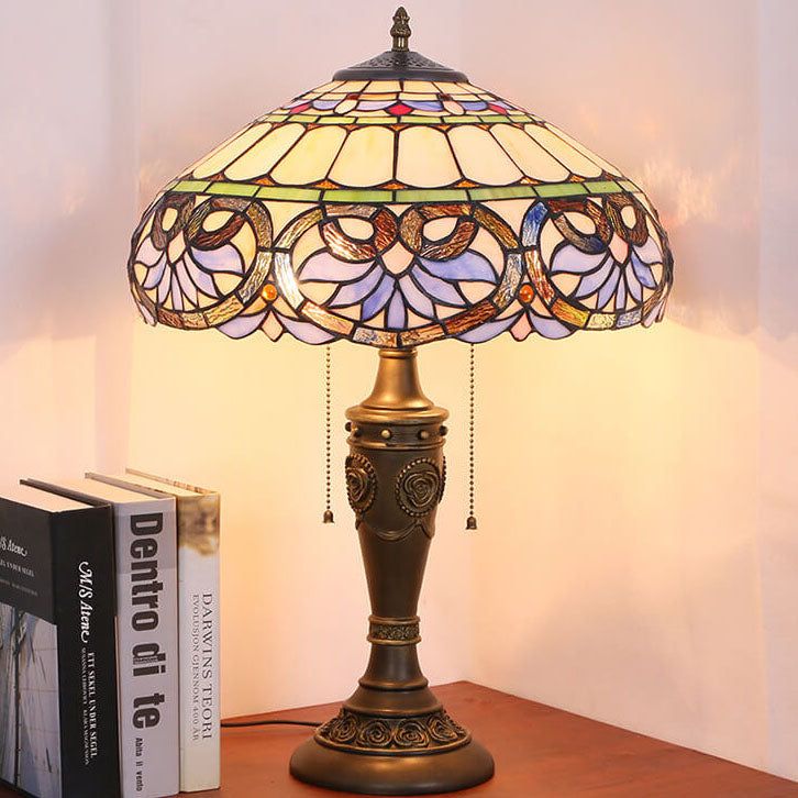 Peach Heart Baroque Stained 2-Light Table Lamp