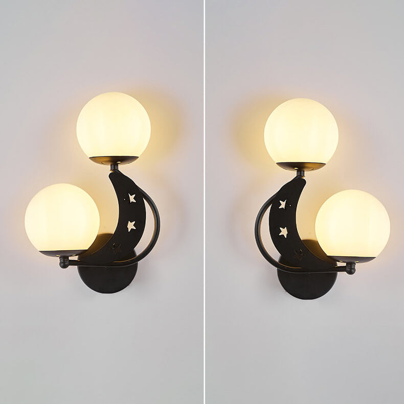 Glass Globe Lampshade Moon 2-Light Wall Lamp
