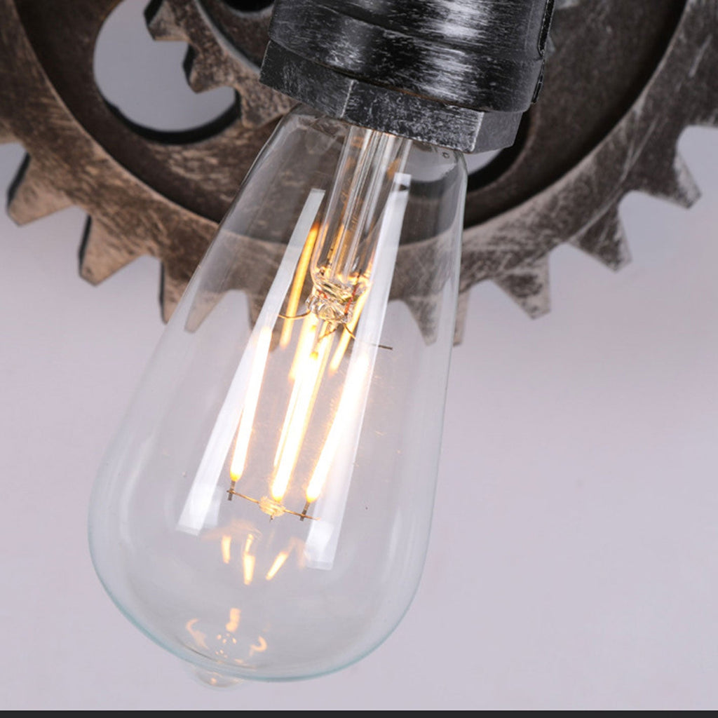 Gear-shaped Wrought Iron Wall Lamp