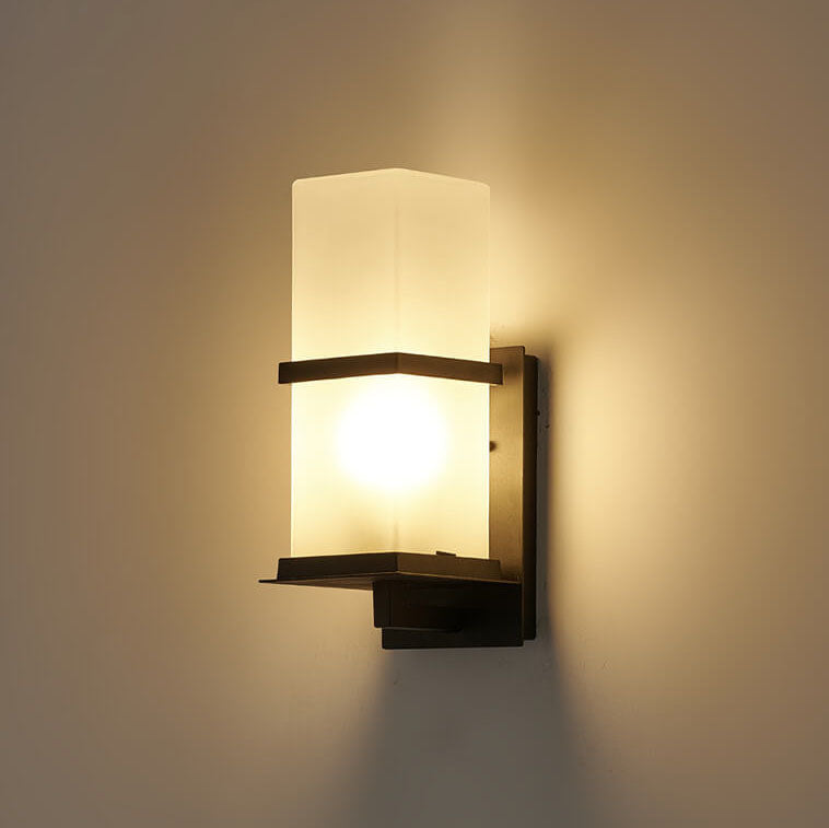 Column Frosted Glass Outdoor Light
