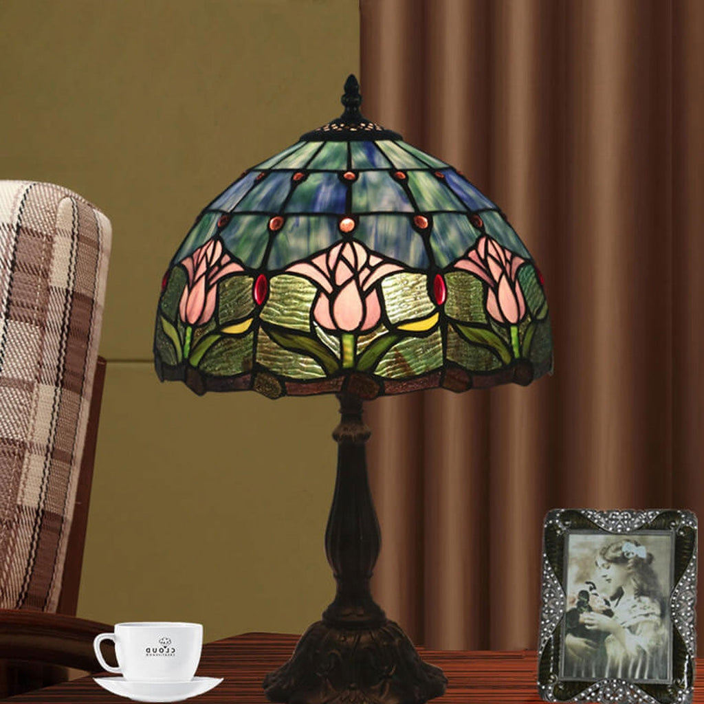 Tulip Stained Glass Dome Table Lamp
