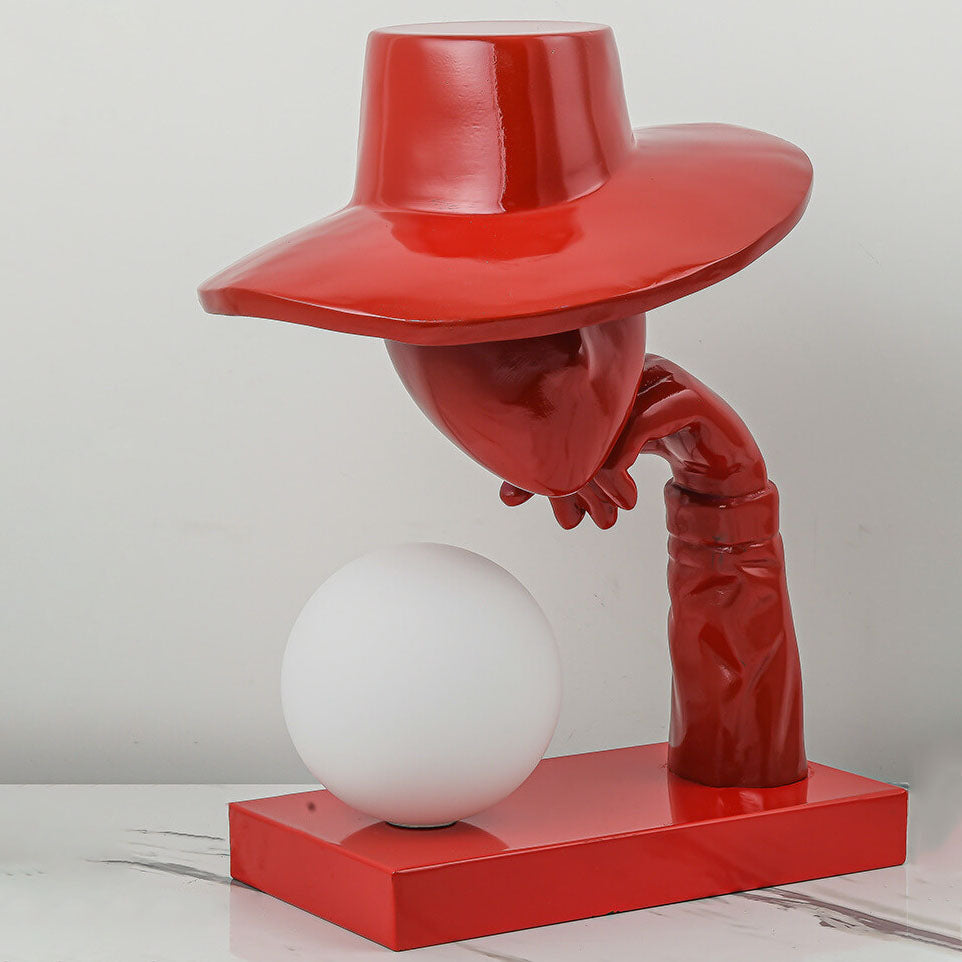 Abstract Hat-Wearing Human Figure Table Lamp