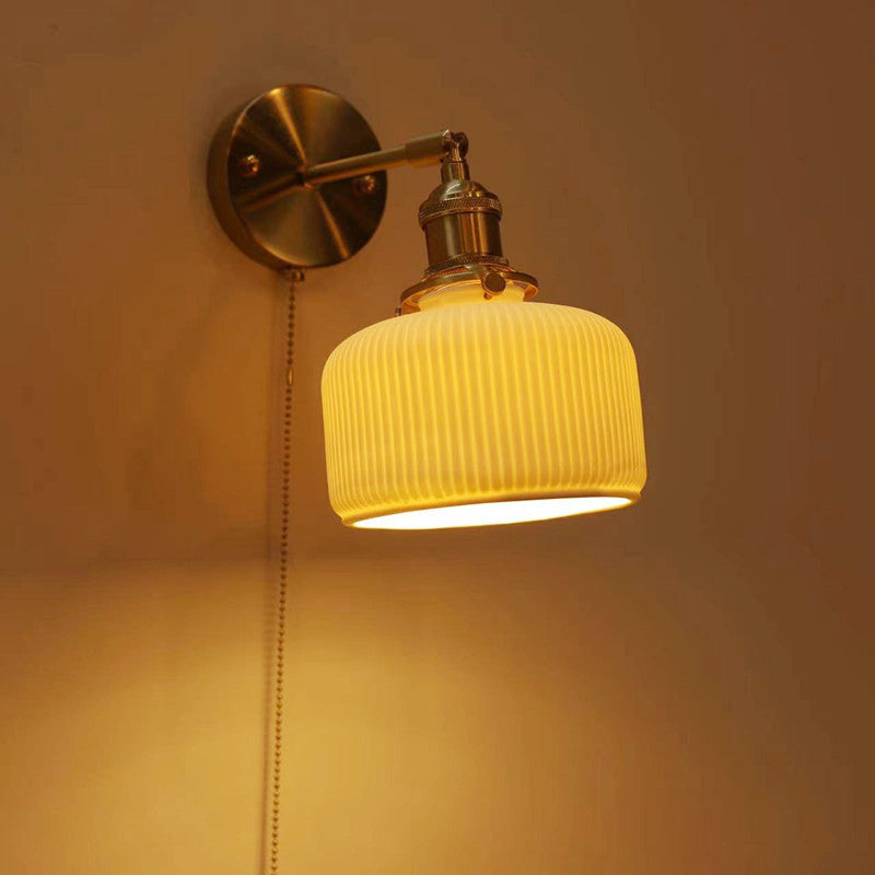 Brass Round Vanity Bedroom Wall Lamp