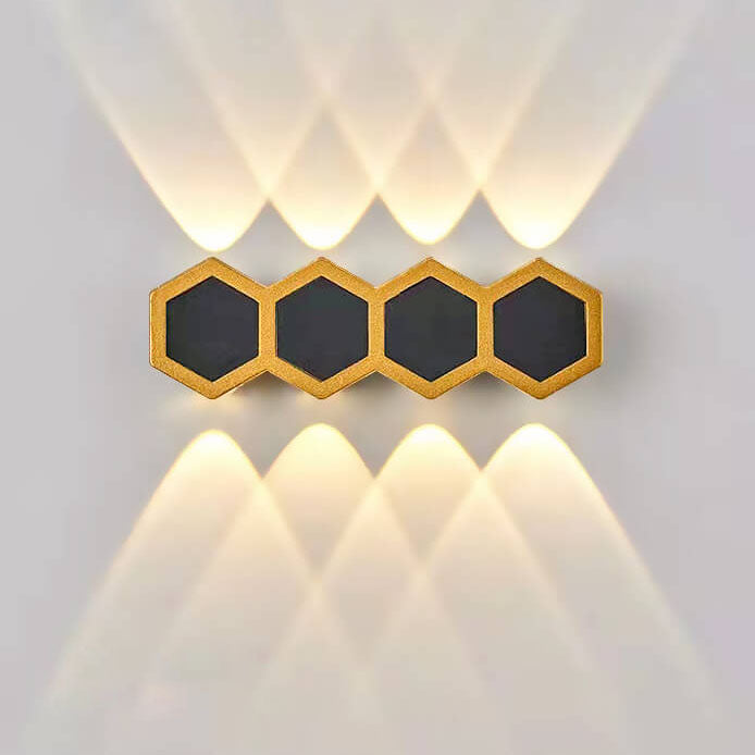 Hexagonal Combination Black Gold Outdoor Light