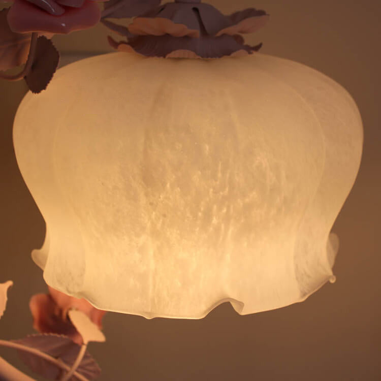 Romantic Pink Glass Ceramics Table Lamp
