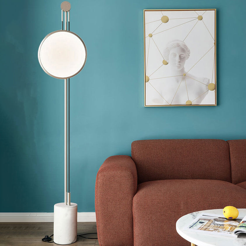 Round Iron Faux Marble Floor Lamp
