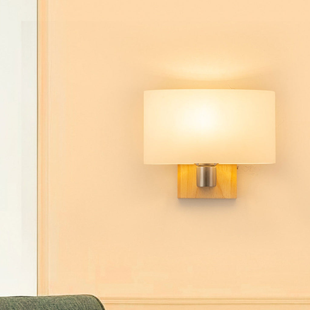 Solid Wood Glass Wall Lamp
