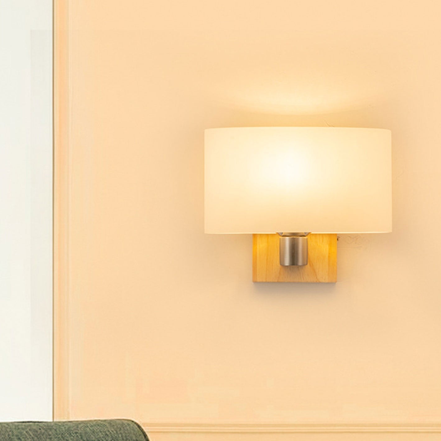 Solid Wood Glass Wall Lamp
