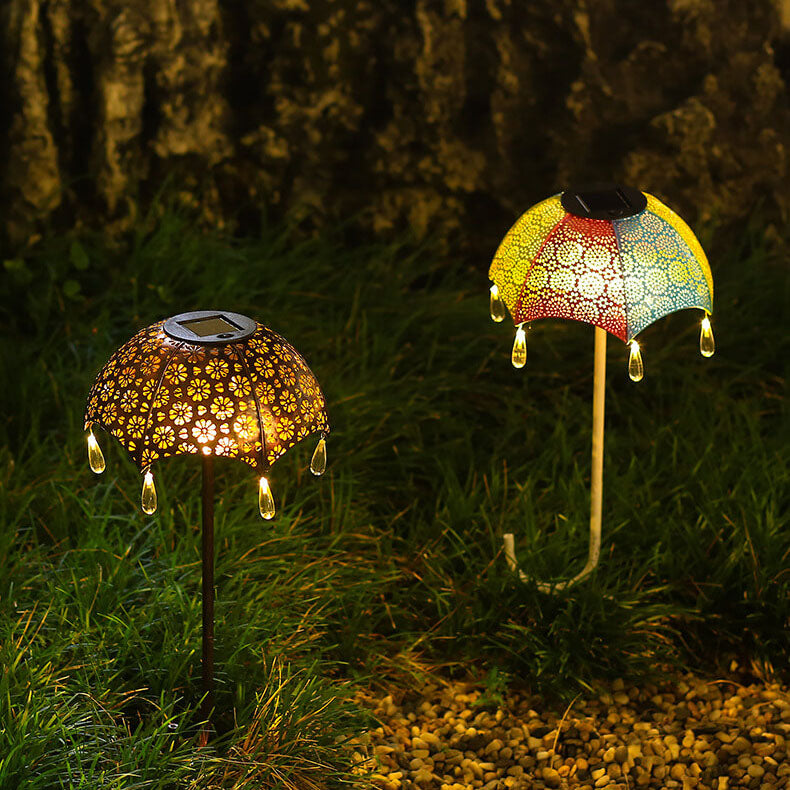 Iron Colorful Umbrella Hollow Outdoor Light