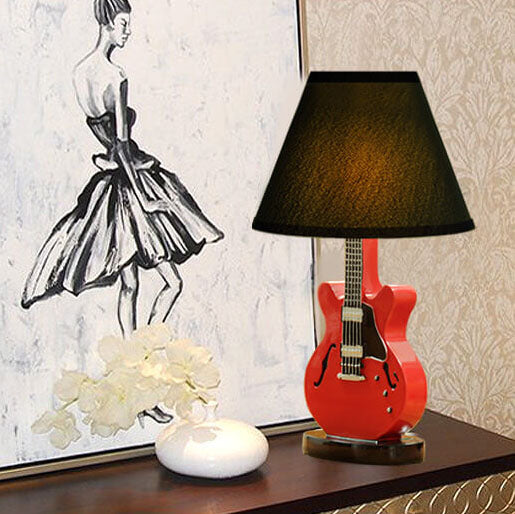 Cartoon Fabric Guitar Table Lamp