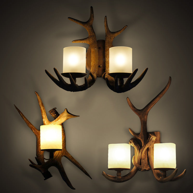 Resin Iron Antler 1/2 Wall Lamp