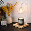 Round Wood Iron Glass Table Lamp