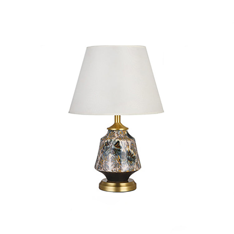 Fabric Round Ceramic Study Table Lamp