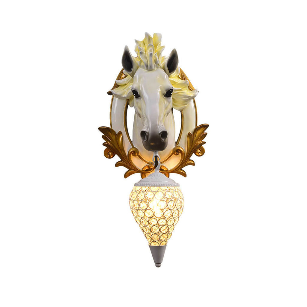 Resin Horse Head Lantern Wall Lamp