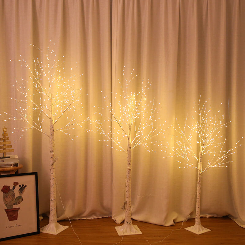 Copper Wire Birch Tree Table Lamp