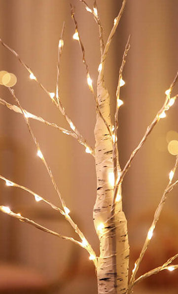Copper Wire Birch Tree Table Lamp