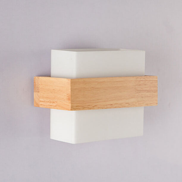 Wooden Glass Square Wall Lamp