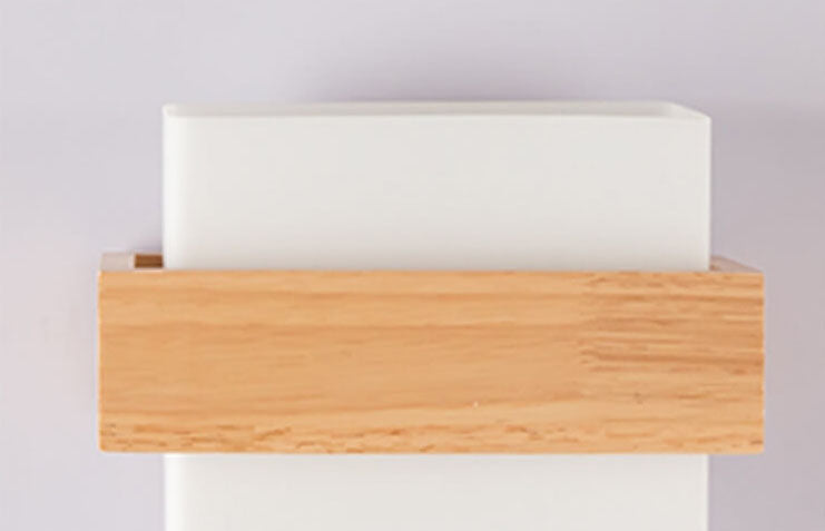 Wooden Glass Square Wall Lamp