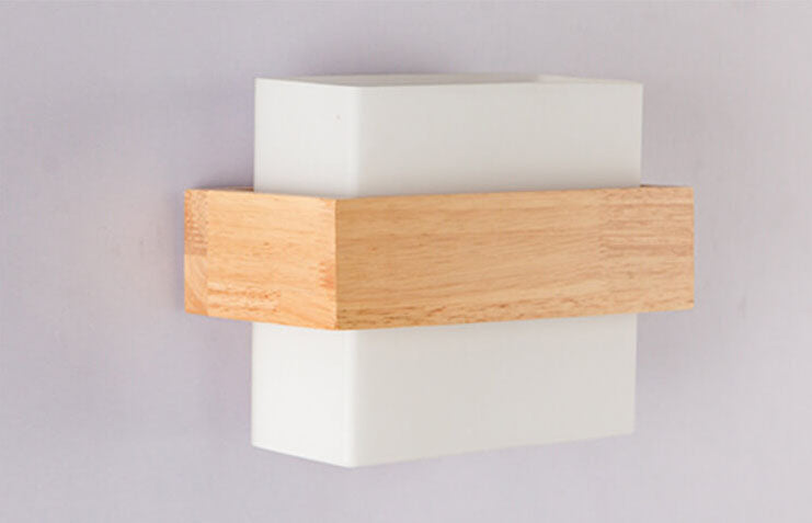 Wooden Glass Square Wall Lamp