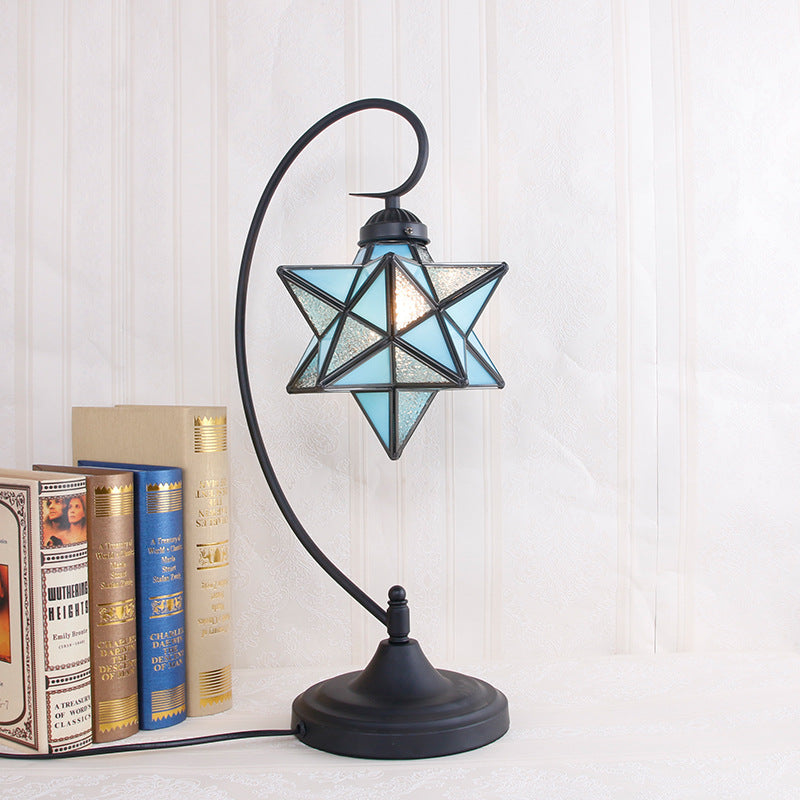 Pentagram Iron Glass Bedroom Table Lamp