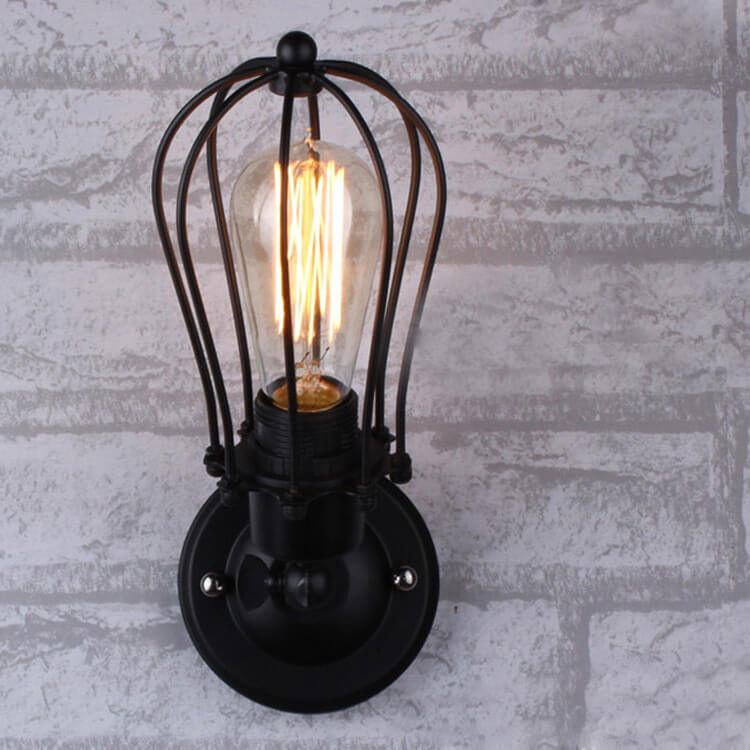 Wrought Iron Cage Rotatable Wall Lamp