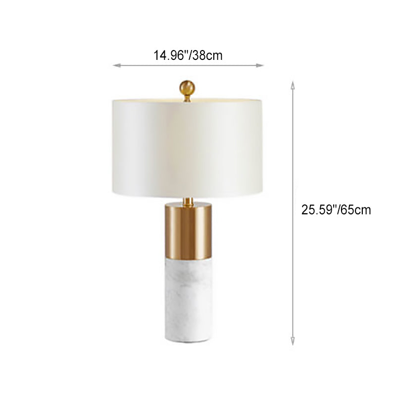 Marble Cylinder Bedroom Table Lamp