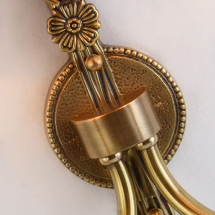 Floral Round Candle Holder 2-Light Wall Lamp
