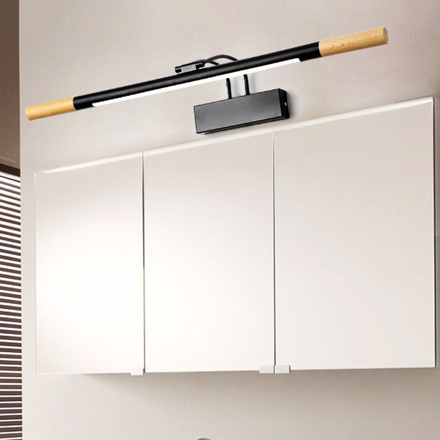 Solid Wood Curved Arm Wall Lamp