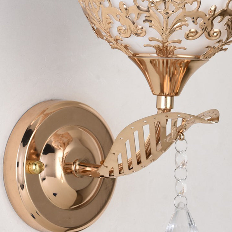 Round Flower Iron Glass Wall Lamp