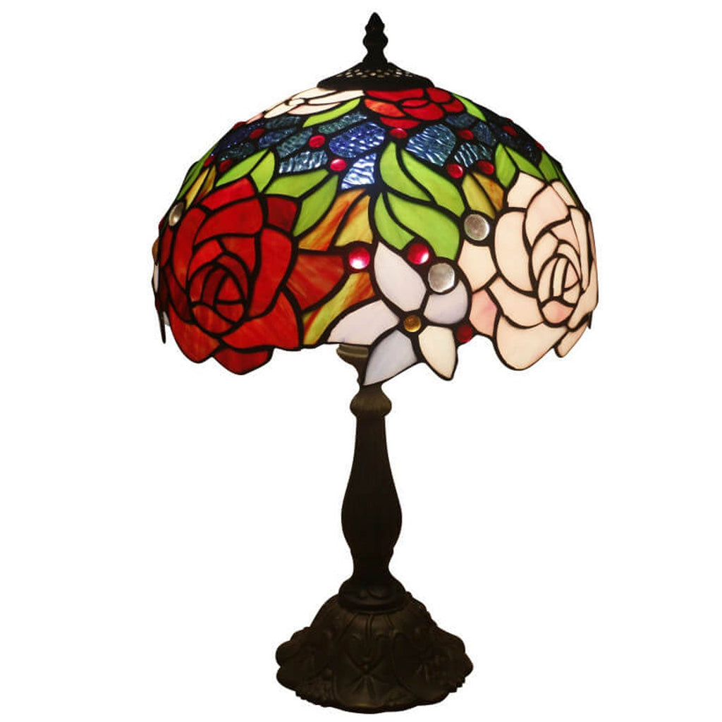 Rose Stained Glass Table Lamp