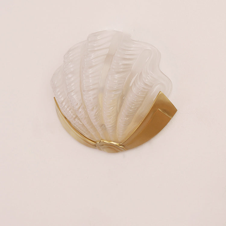 Shell Brass Glass Living Wall Lamp