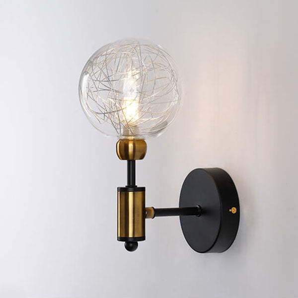 Iron Glass Ball 1/2 Wall Lamp