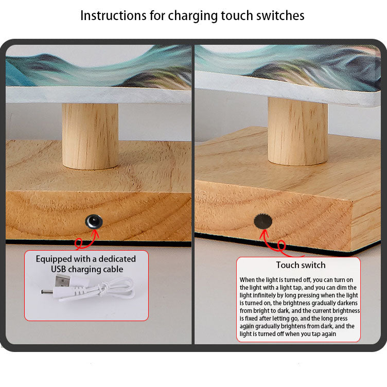 Fabric Square Bedroom Table Lamp
