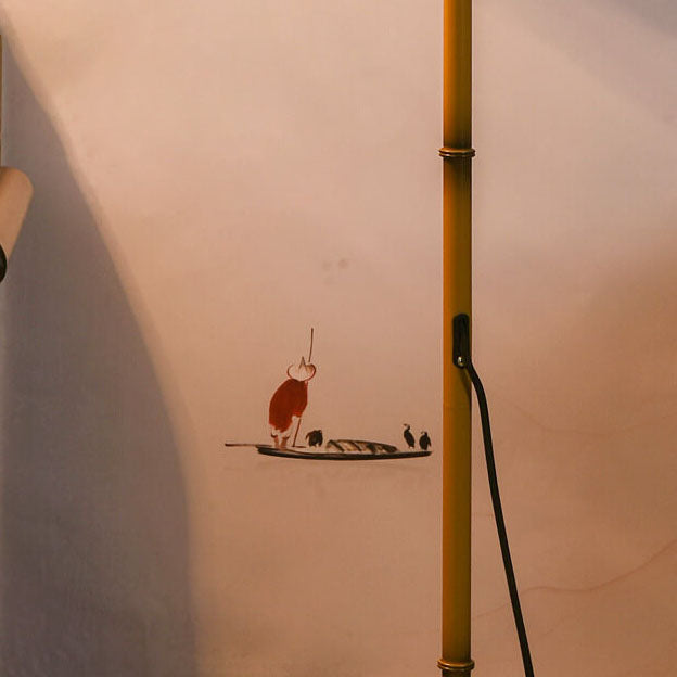 Vintage Fabric Marble Fishing Floor Lamp