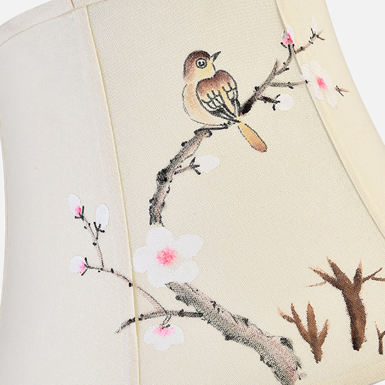 Plum Blossom Cylindrical Copper Table Lamp
