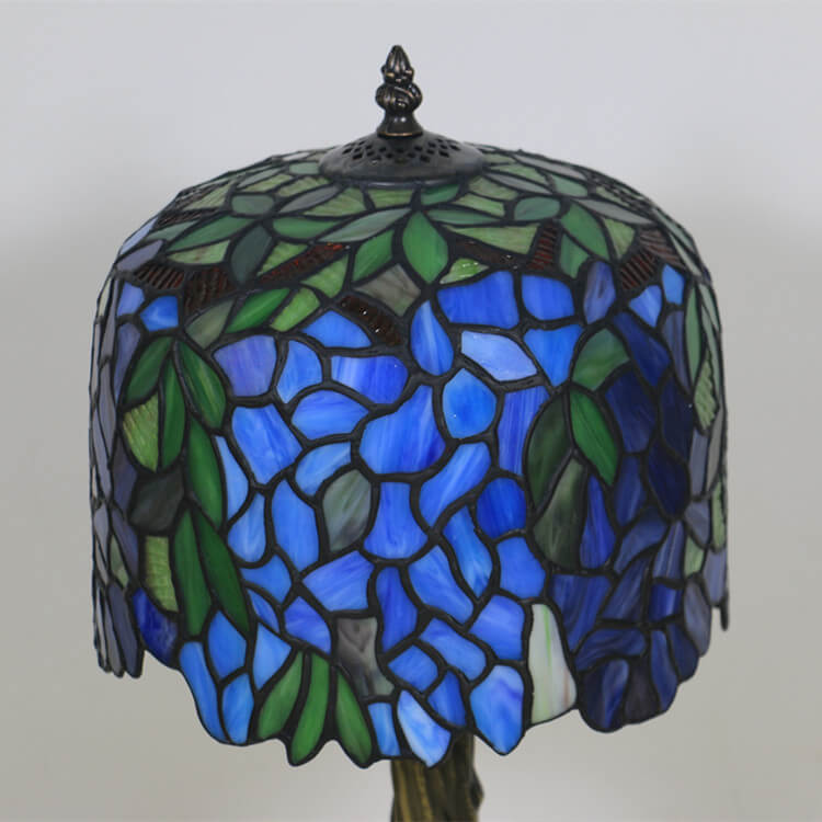 Colored Flower Glass Cylinder Table Lamp