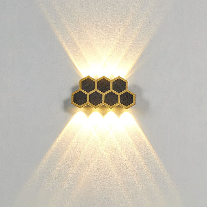Hexagonal Combination Black Gold Outdoor Light