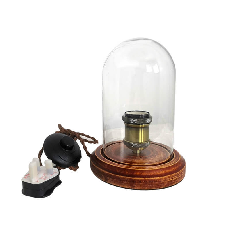 Wood Glass Table Lamp