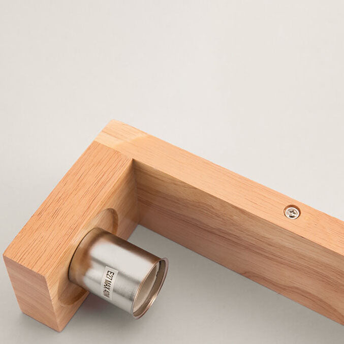 Solid Wood Square Glass Wall Lamp