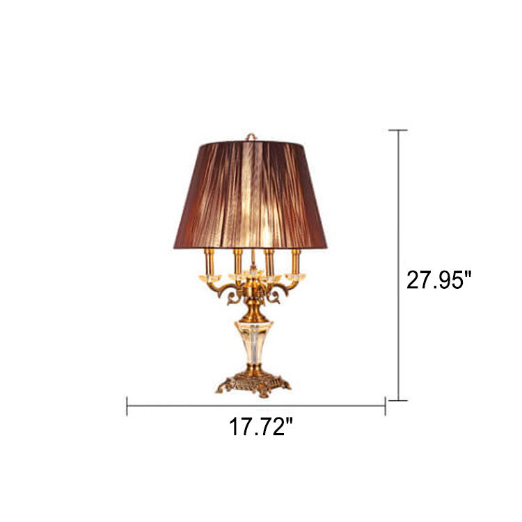 Fabric Candle Crystal 3/4 3-Light Table Lamp