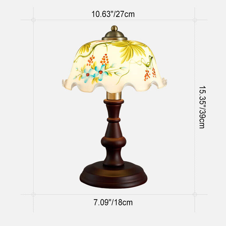 Elements Hand-depicted Floral Glass Table Lamp