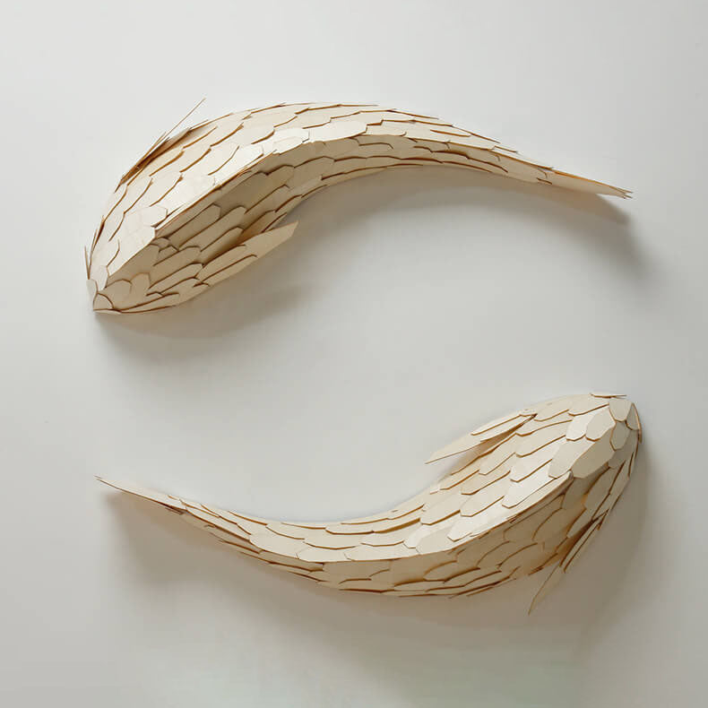 Decorative Carp Linden Wood 2-Light Wall Lamp