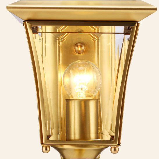 Quadrilateral Brass Glass Outdoor Light